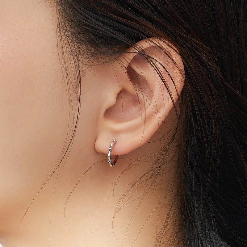 (изображение за) Сребърна Обици тип халка в стил Пандора Обикновена линия - SCE84 - Преглед 6