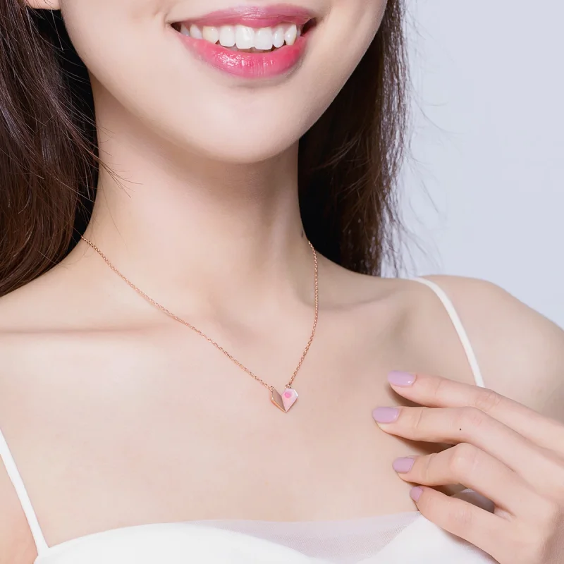 (изображение за) Колиета 14K розово златно покритие в стил Пандора с висулки Ориг - Преглед 6