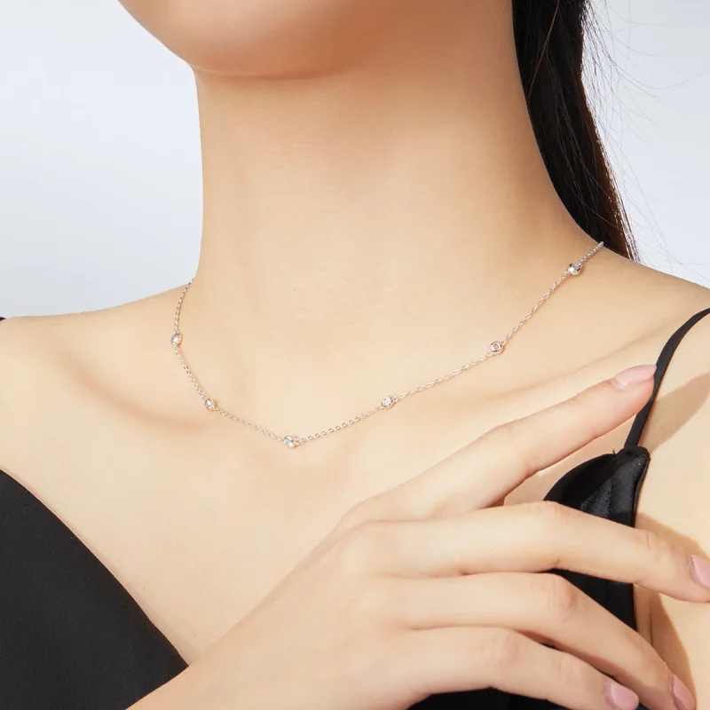 (изображение за) Сребърна Колиета вериж в стил Пандора Романтичен блясък - SCN393 - Преглед 6