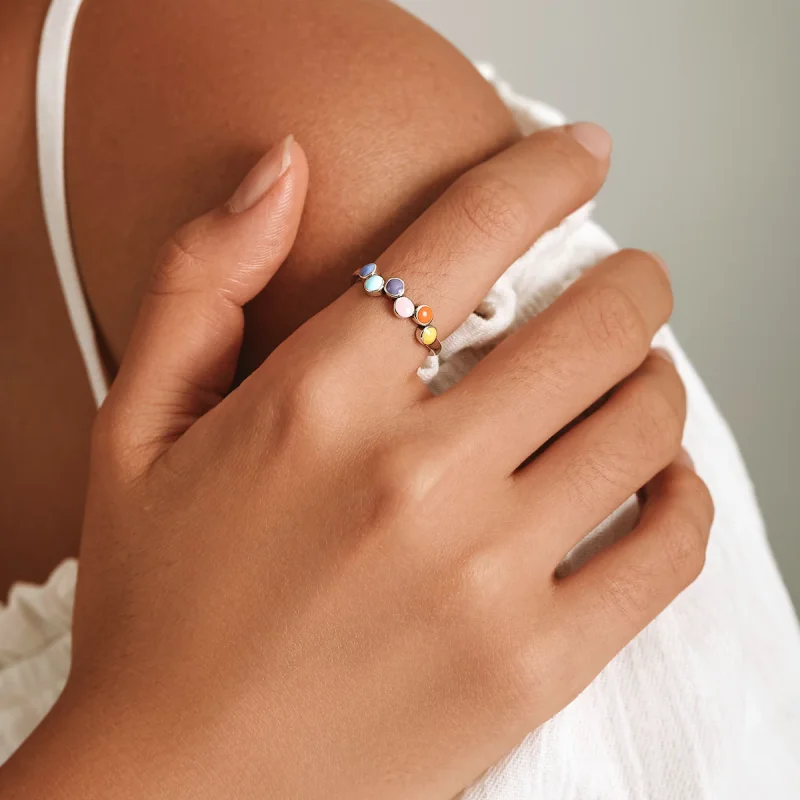(изображение за) Сребърна отворен пръстен в стил Пандора Биене на цветове - SCR76 - Преглед 3