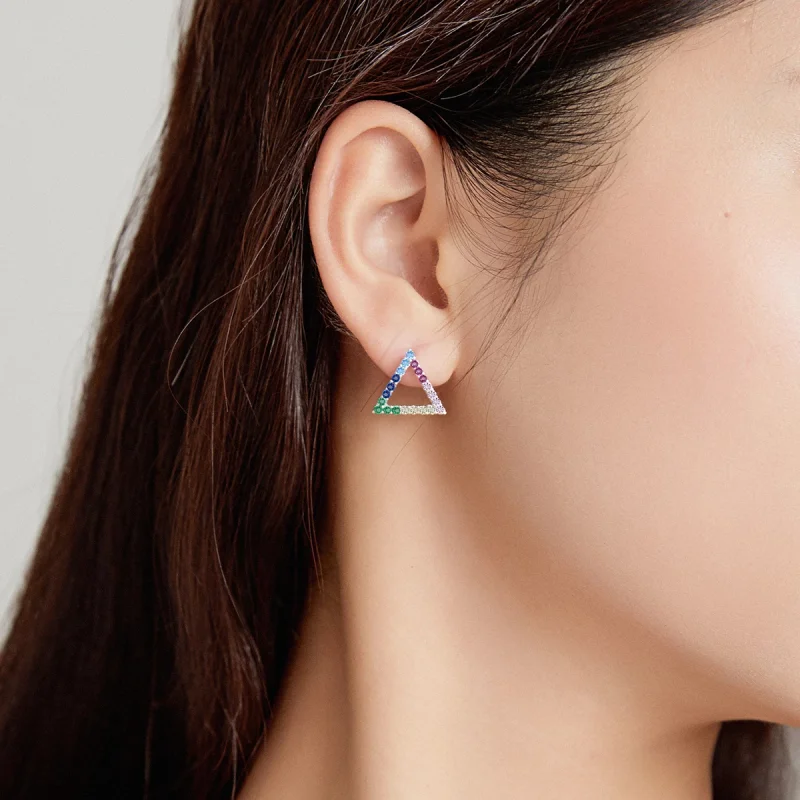 (изображение за) Сребърна Обици на винт в стил Пандора Геометрия - BSE482 - Преглед 7