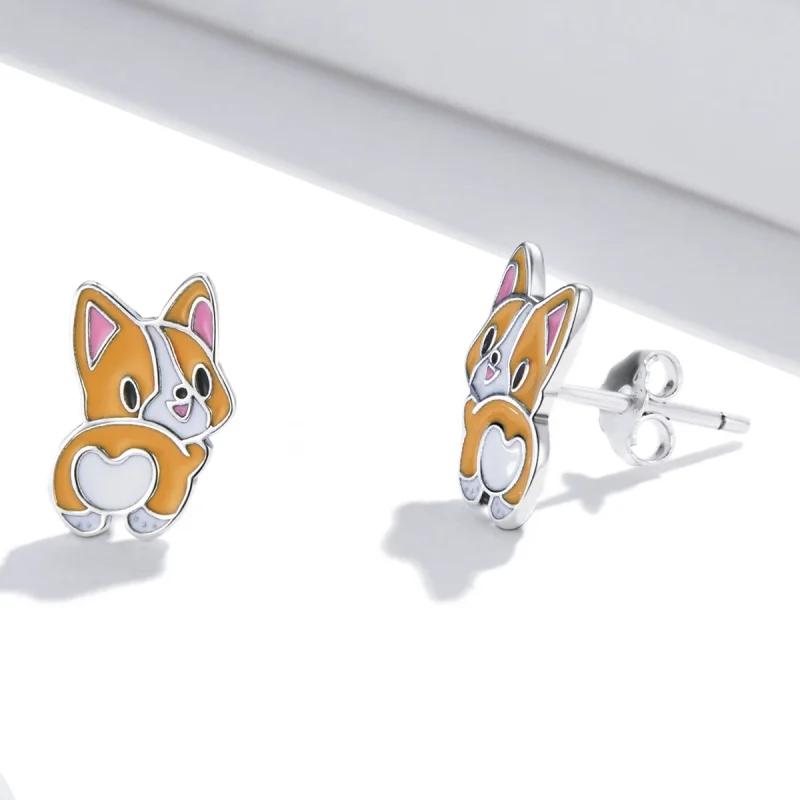 (изображение за) Сребърна Обици на винт в стил Пандора Сладурана Corgi - SCE1281 - Преглед 3
