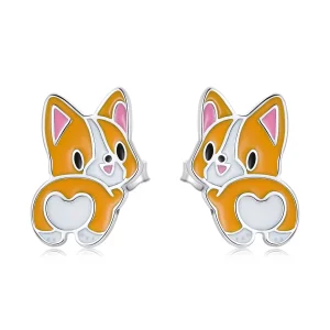 (изображение за) Сребърна Обици на винт в стил Пандора Сладурана Corgi - SCE1281