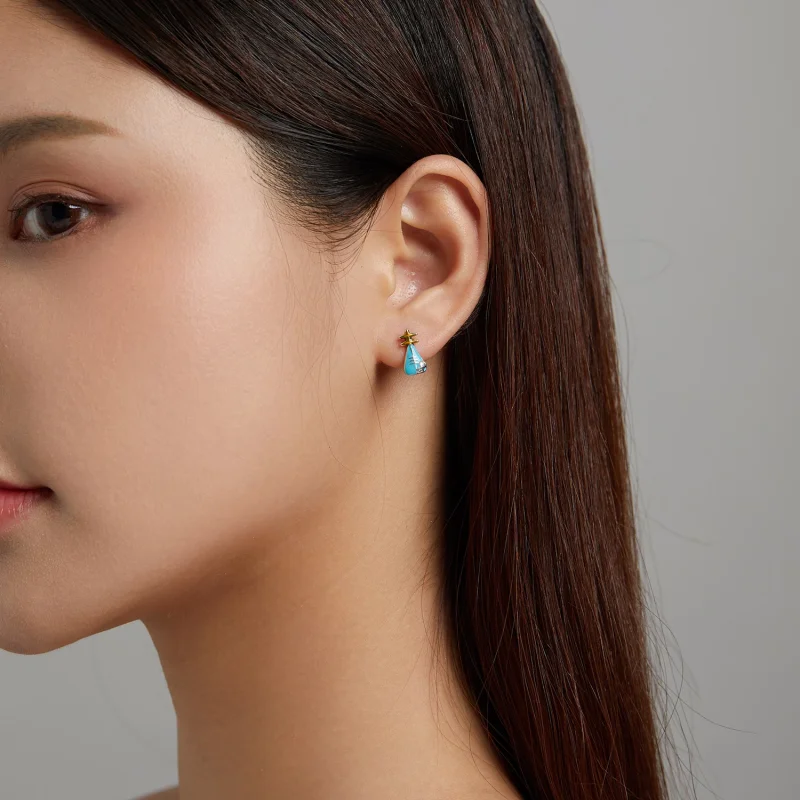 (изображение за) Сребърна Обици на винт в стил Пандора Мини лютня - SCE1216 - Преглед 4