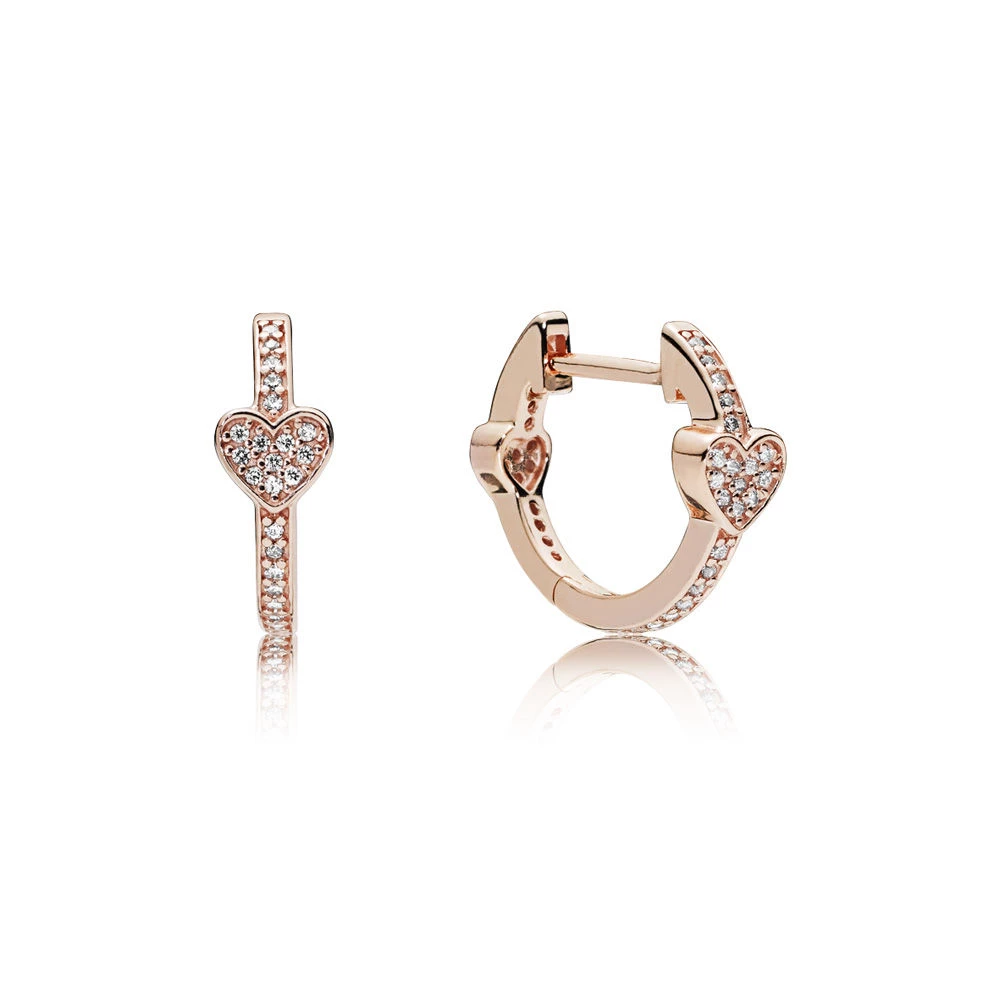 pandora rose обици тип халка примамливи сърца