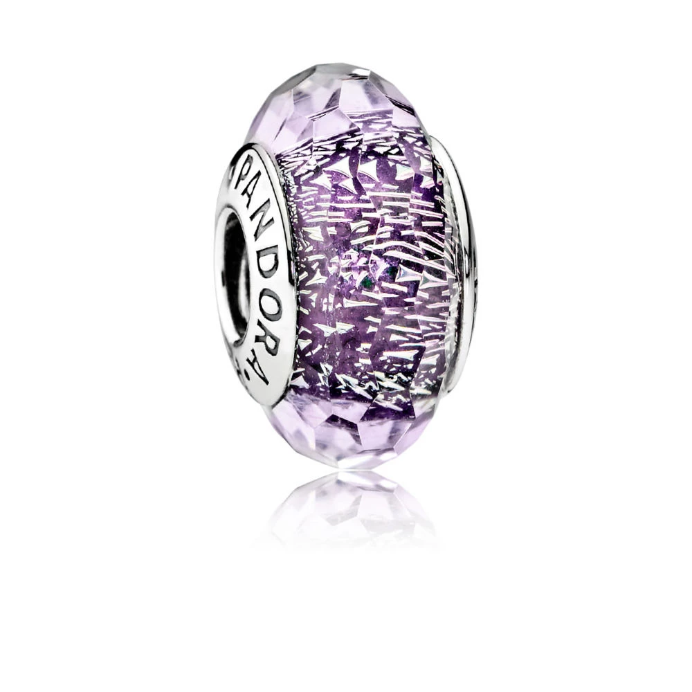 сребърна талисман пандора тъмно лилав блясък