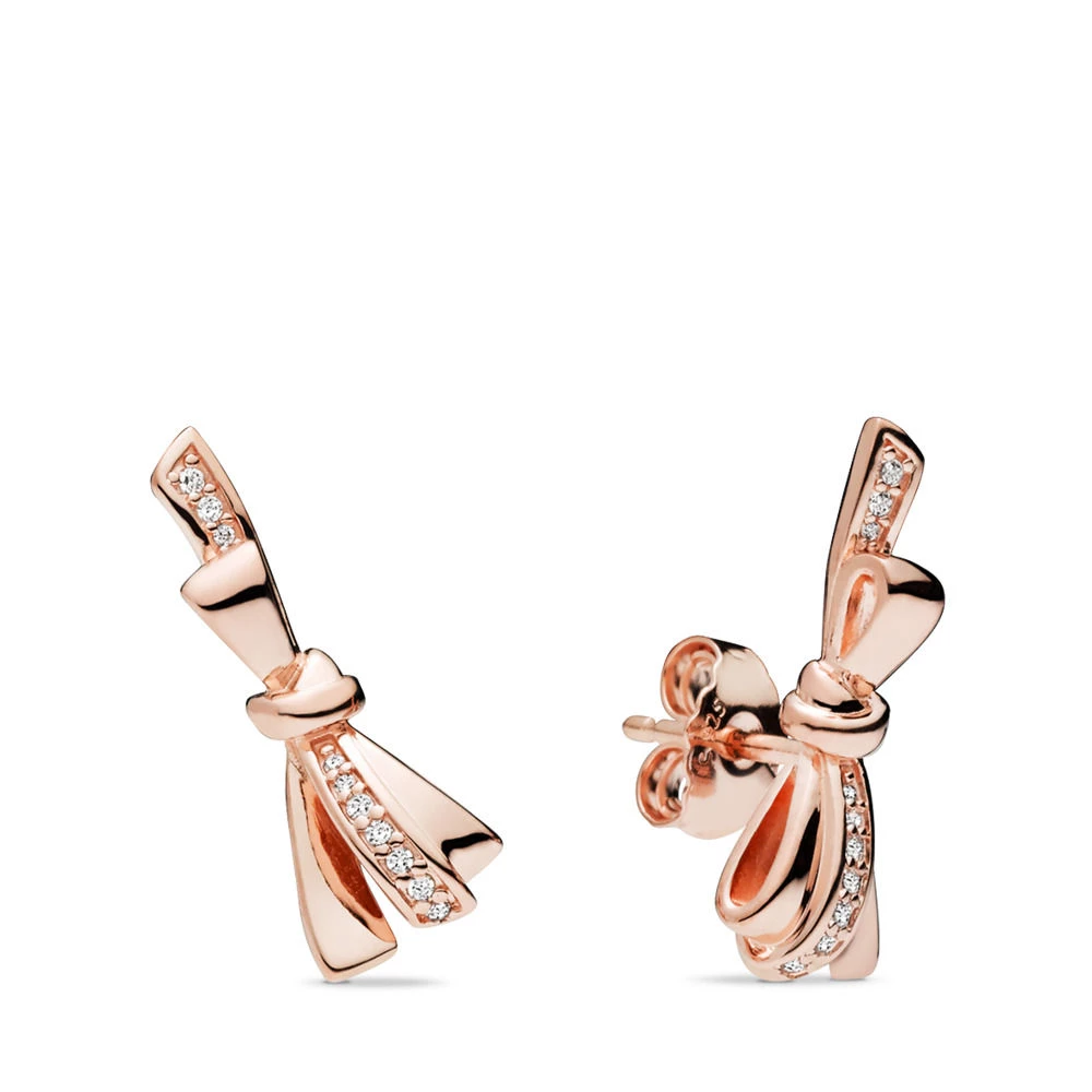 pandora rose обици на винт лък възел