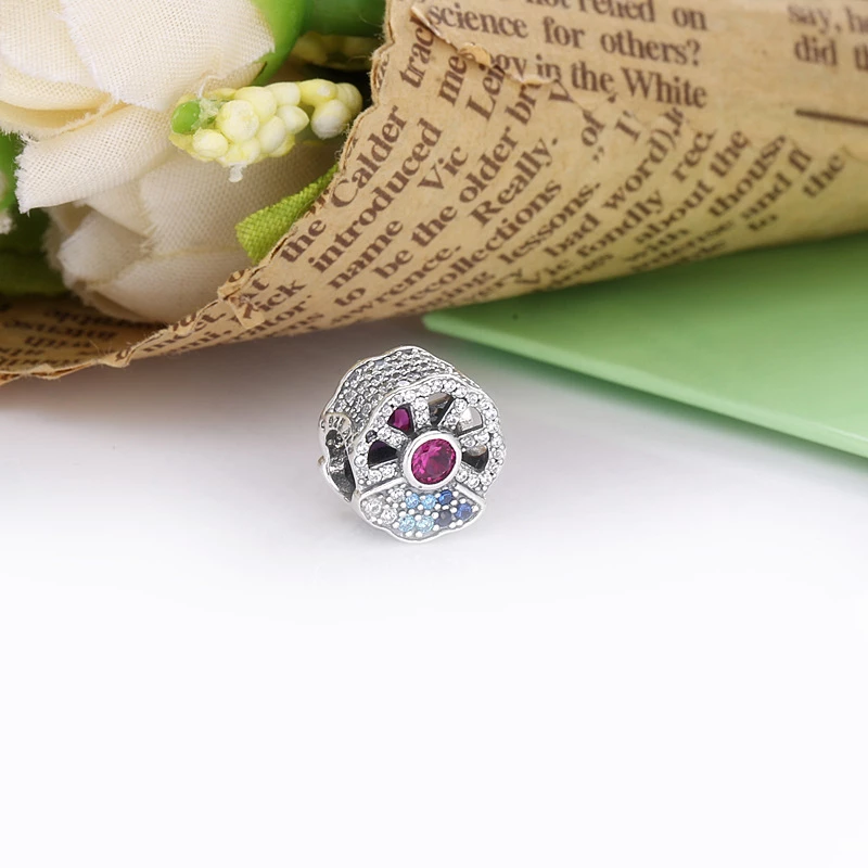 (изображение за) Сребърен талисман Синьо и розово ветрило - 798178CZMX - Преглед 2