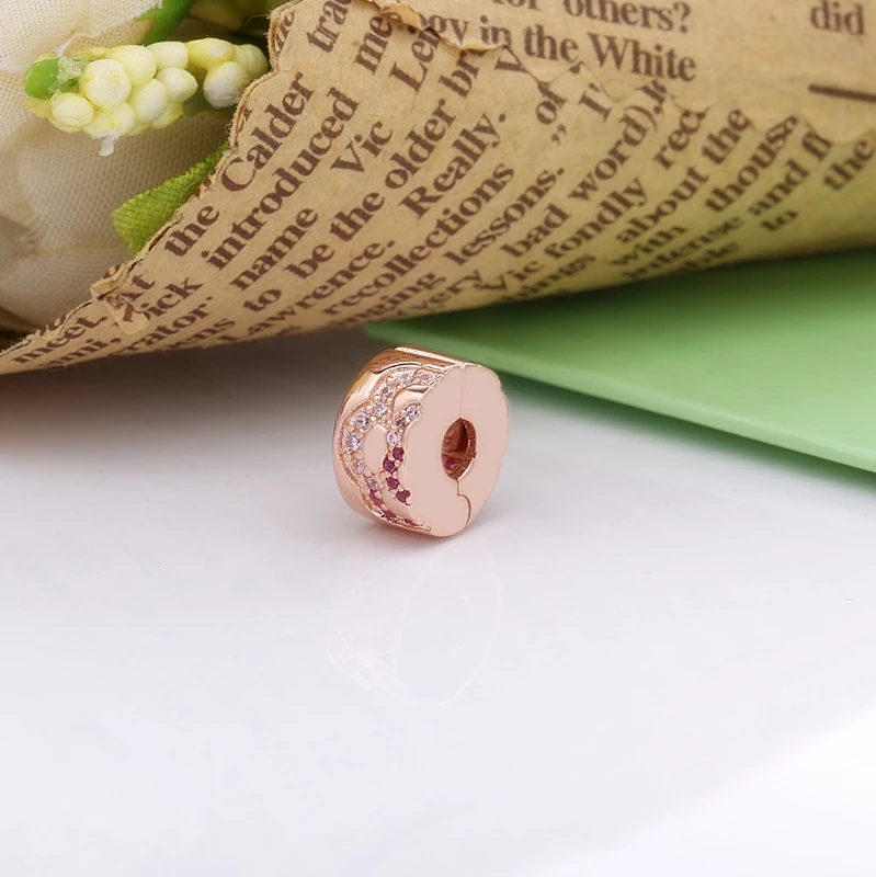 (изображение за) Сребърна Клип Пандора Розов Вентилатор - 788153C01 - Преглед 2
