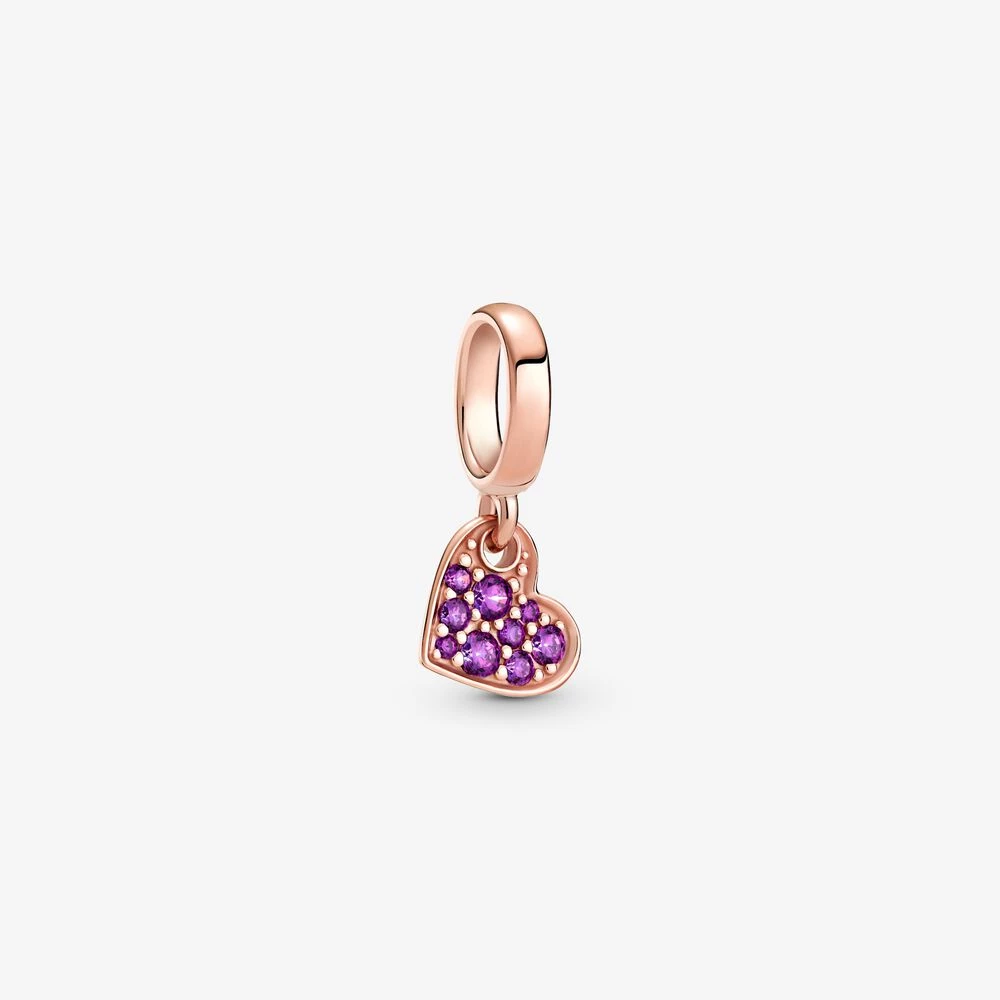 талисман висулки пандора royal purple pavé наклонено сърце 789404c03