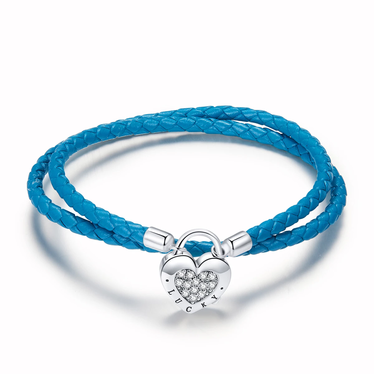 кожена гривна в стил пандора заключване на сърцето scb200