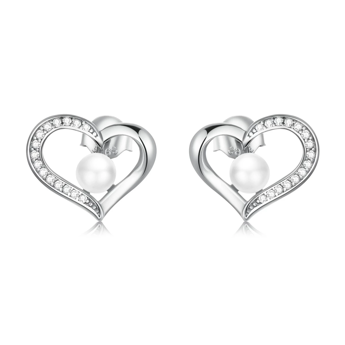 сребърна обици на винт в стил пандора любовта shell мъниста simple bse550 a
