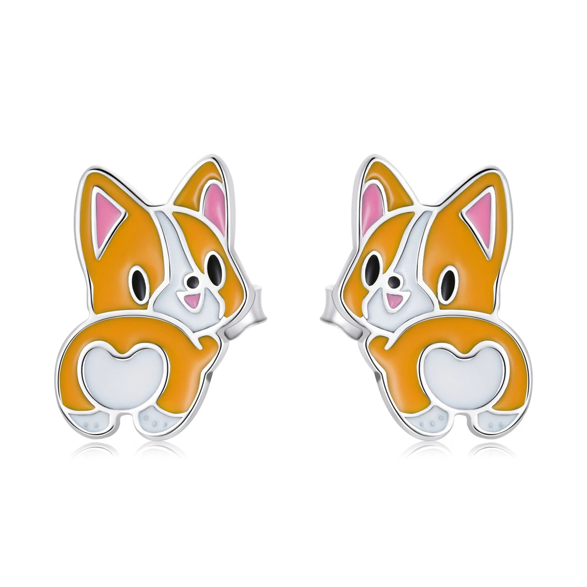 сребърна обици на винт в стил пандора сладурана corgi sce1281