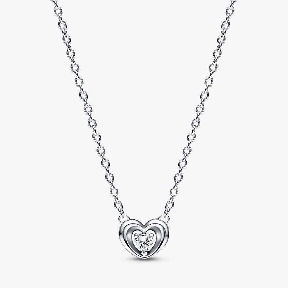 pandora излъчващо сърце и обкован камък колие с висулка 392494c01