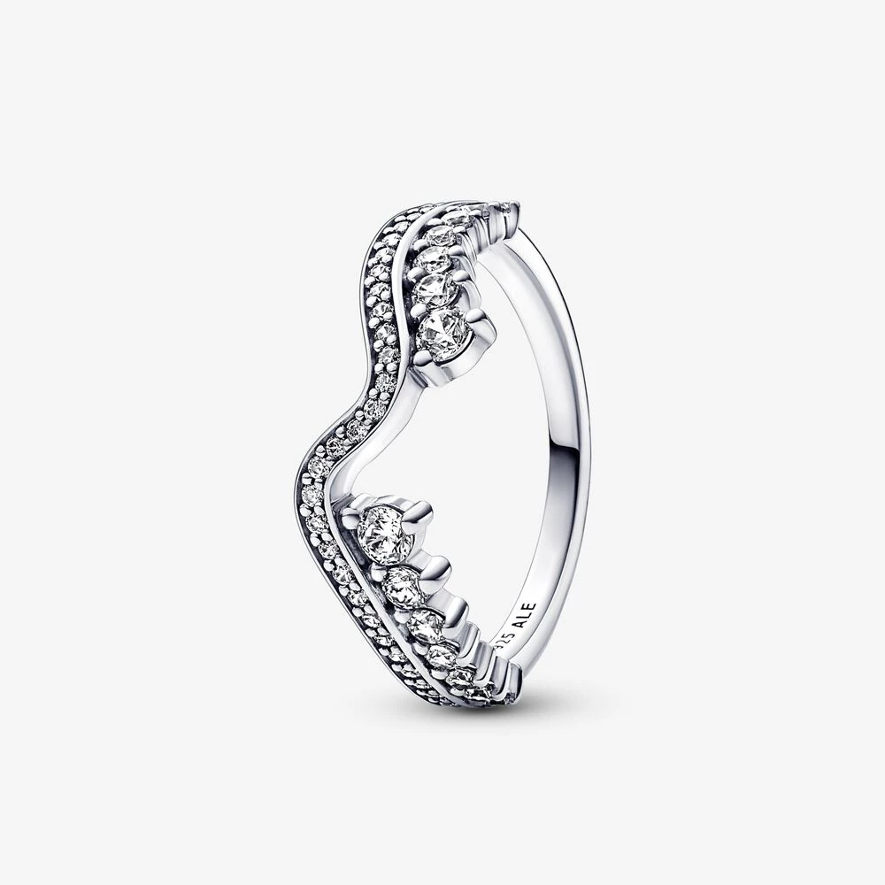 pandora искрящ пръстен с асиметрична вълна 192543c01