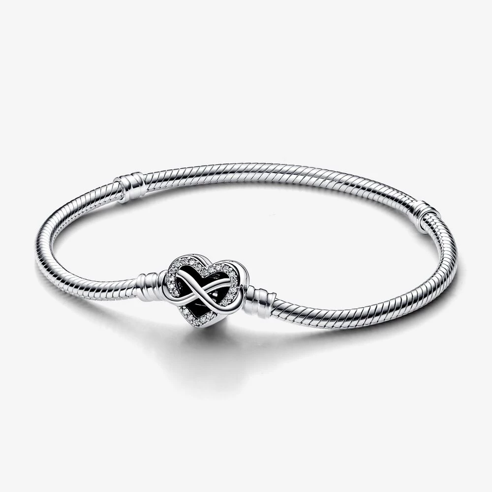 pandora моменти блестяща безкрайност сърце ключ змийска верижка гривна 592645c01