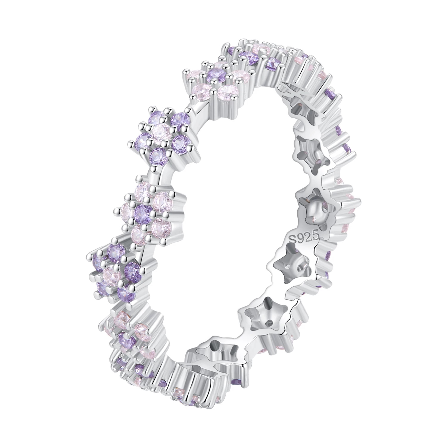 pandora стил лилав цветeн изящен пръстен с цирконии bsr359