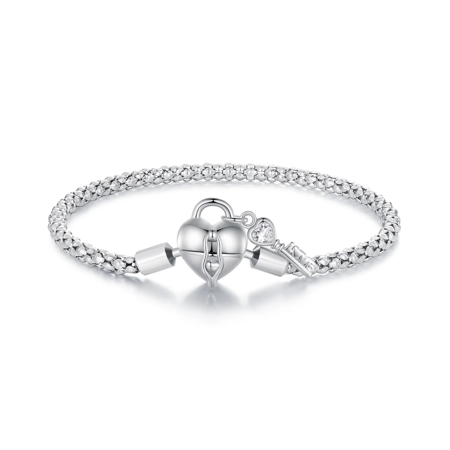 браслет с ключ и заключващо сърце в стил pandora scb259