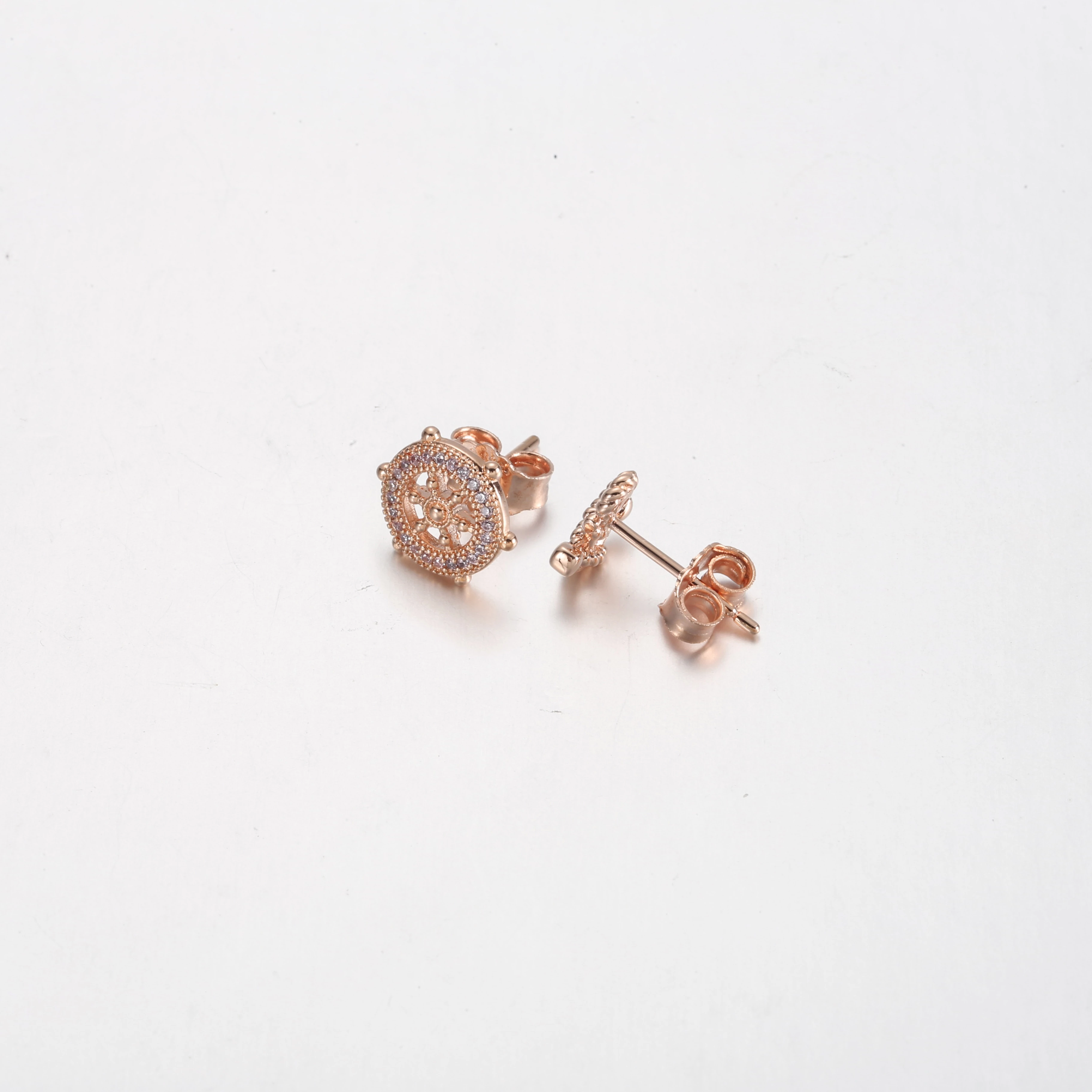 pandora искрящи обеци с рул и котва от розово злато pd3739