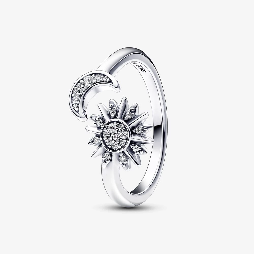 pandora слънце и луна отворен сребърен пръстен 192845c01