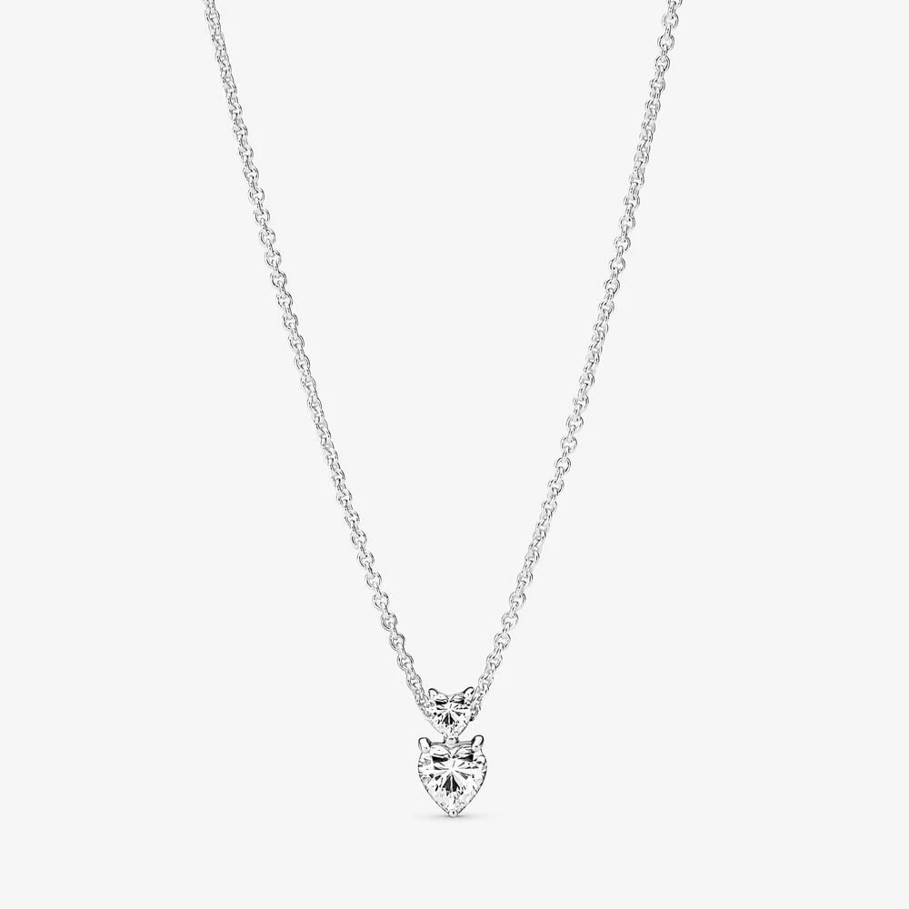пандора двойно сърце с висулка блестяща огърлица collier 391229c01