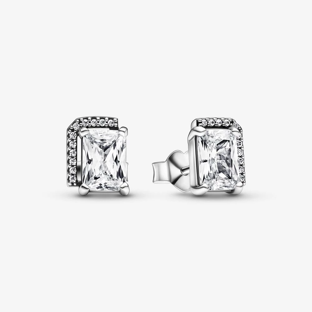 правоъгълни искрящи обеци pandora halo stud 292380c01