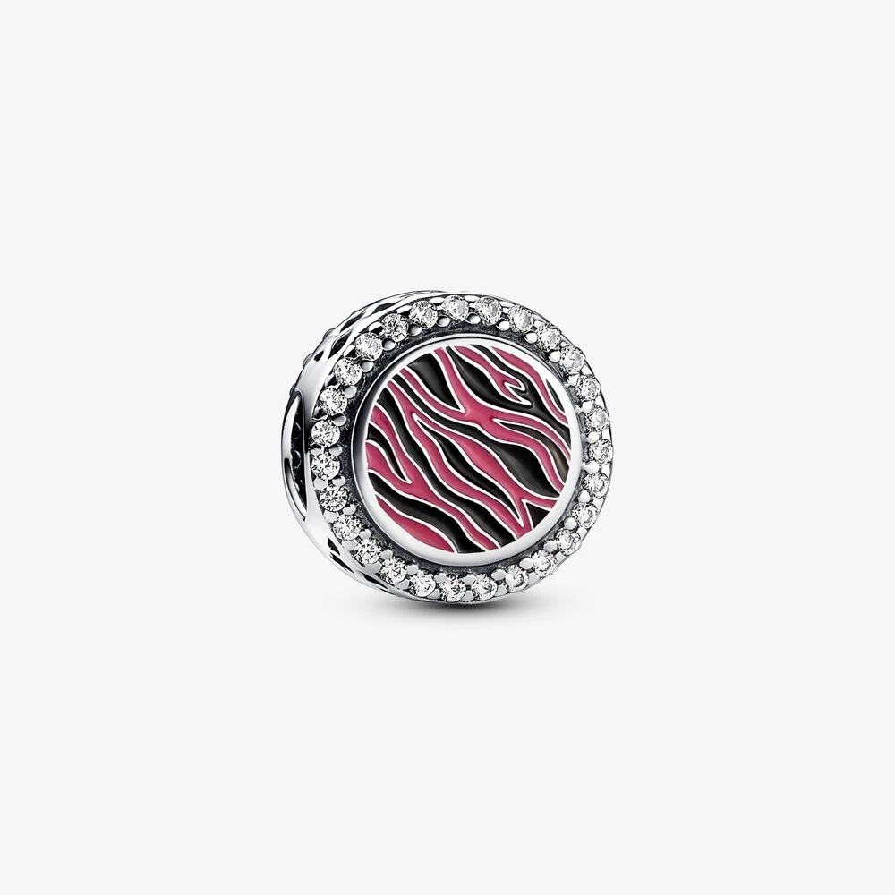 талисман от стерлингово сребро pandora pink zebra print 792016cz_e026