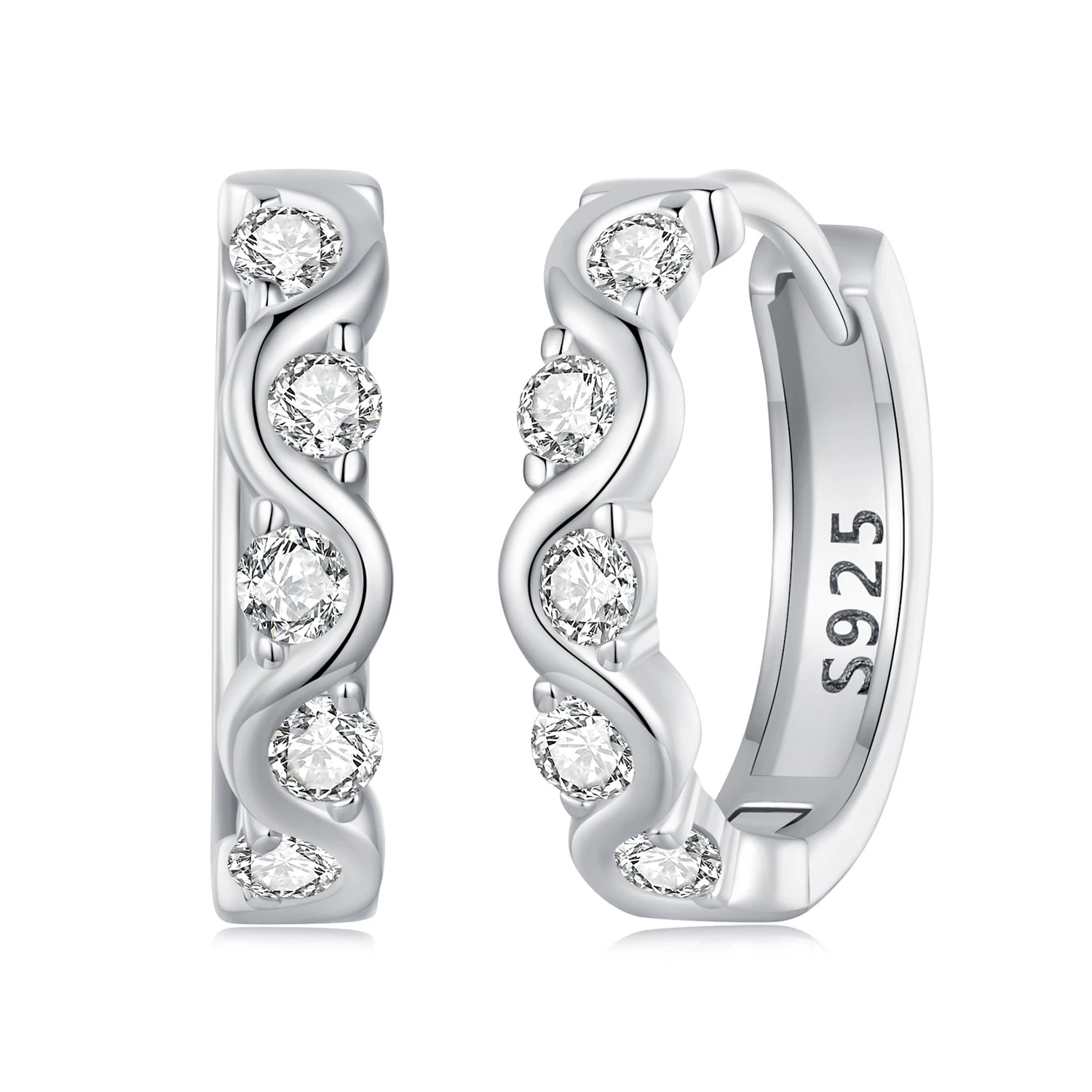 вълнисти обеци в стил pandora bse963
