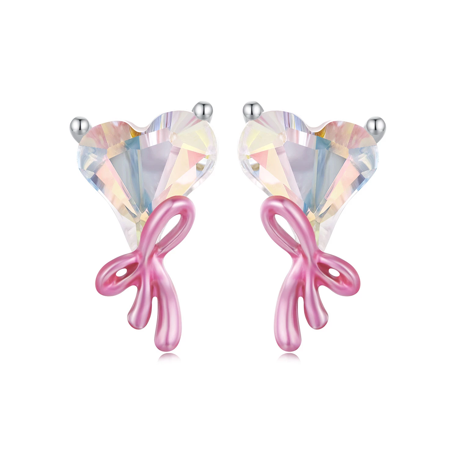 обеци pandora style love bow sce1696