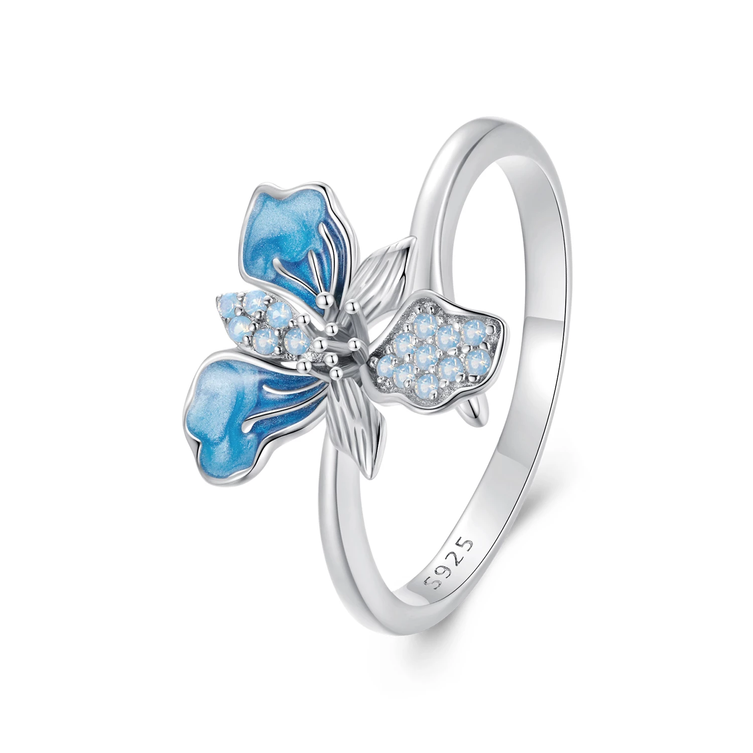 пръстен със син ирис в стил pandora bsr509e