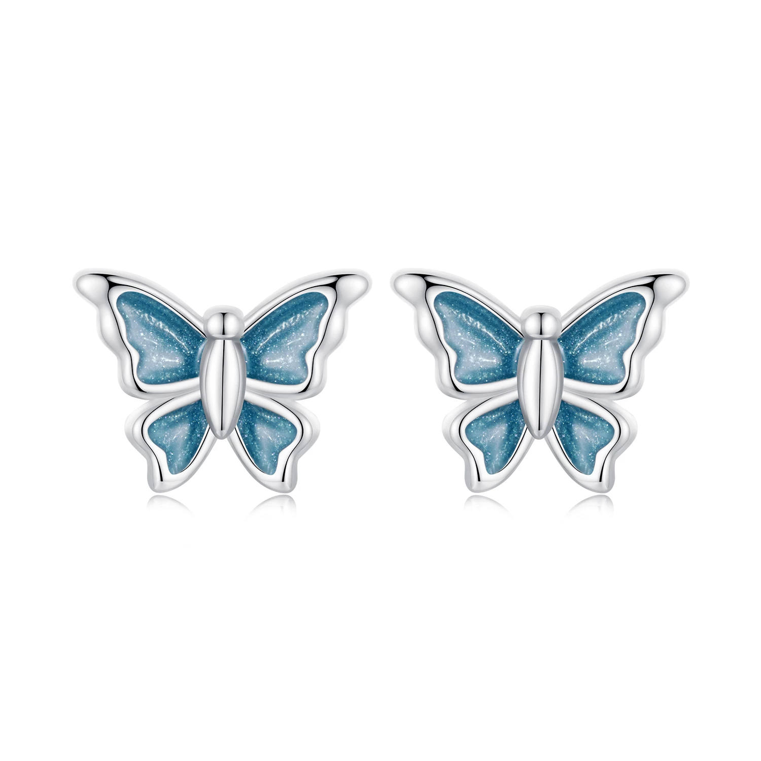 сини обеци пеперуда в стил pandora bse957