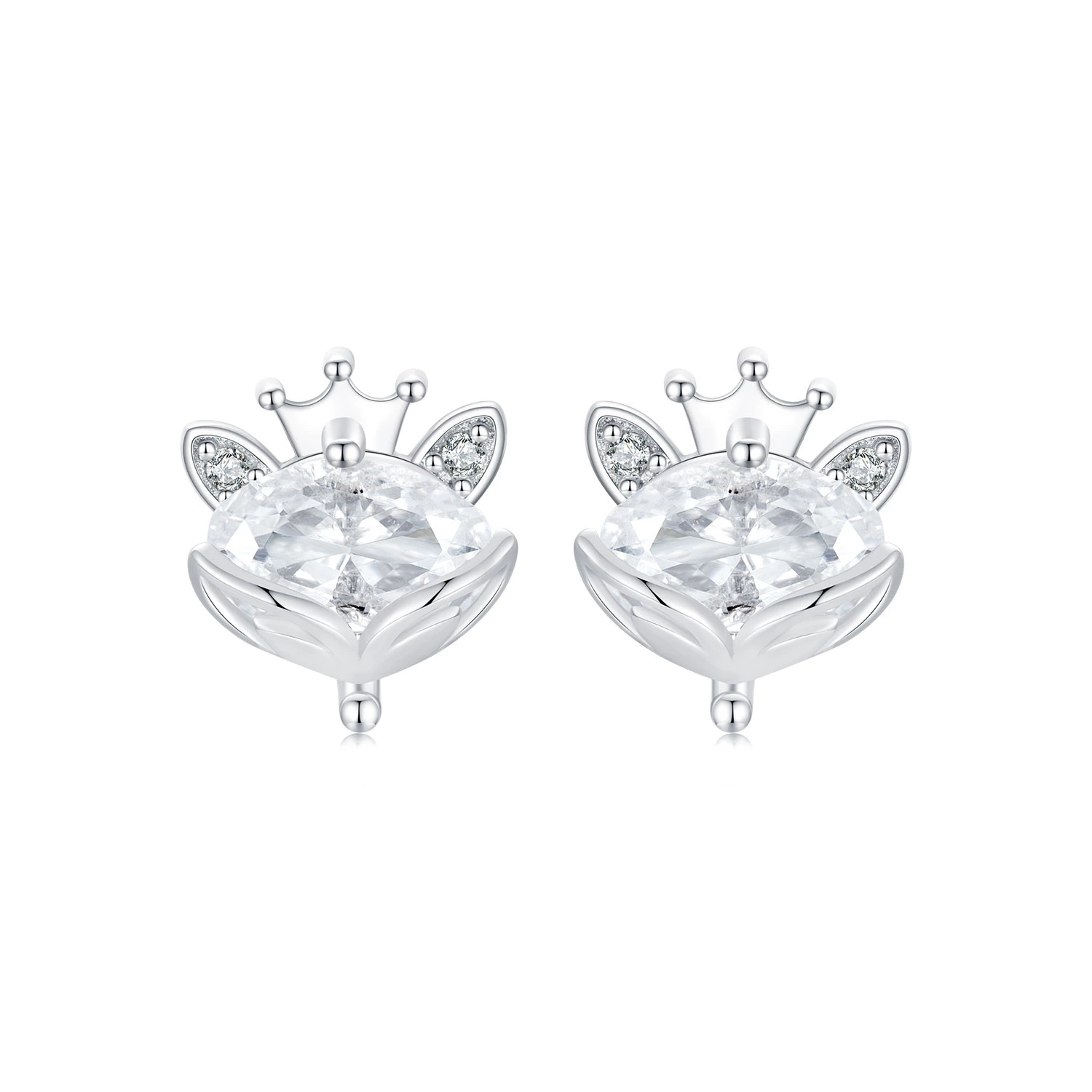 обеци princess crown fox в стил pandora sce1708