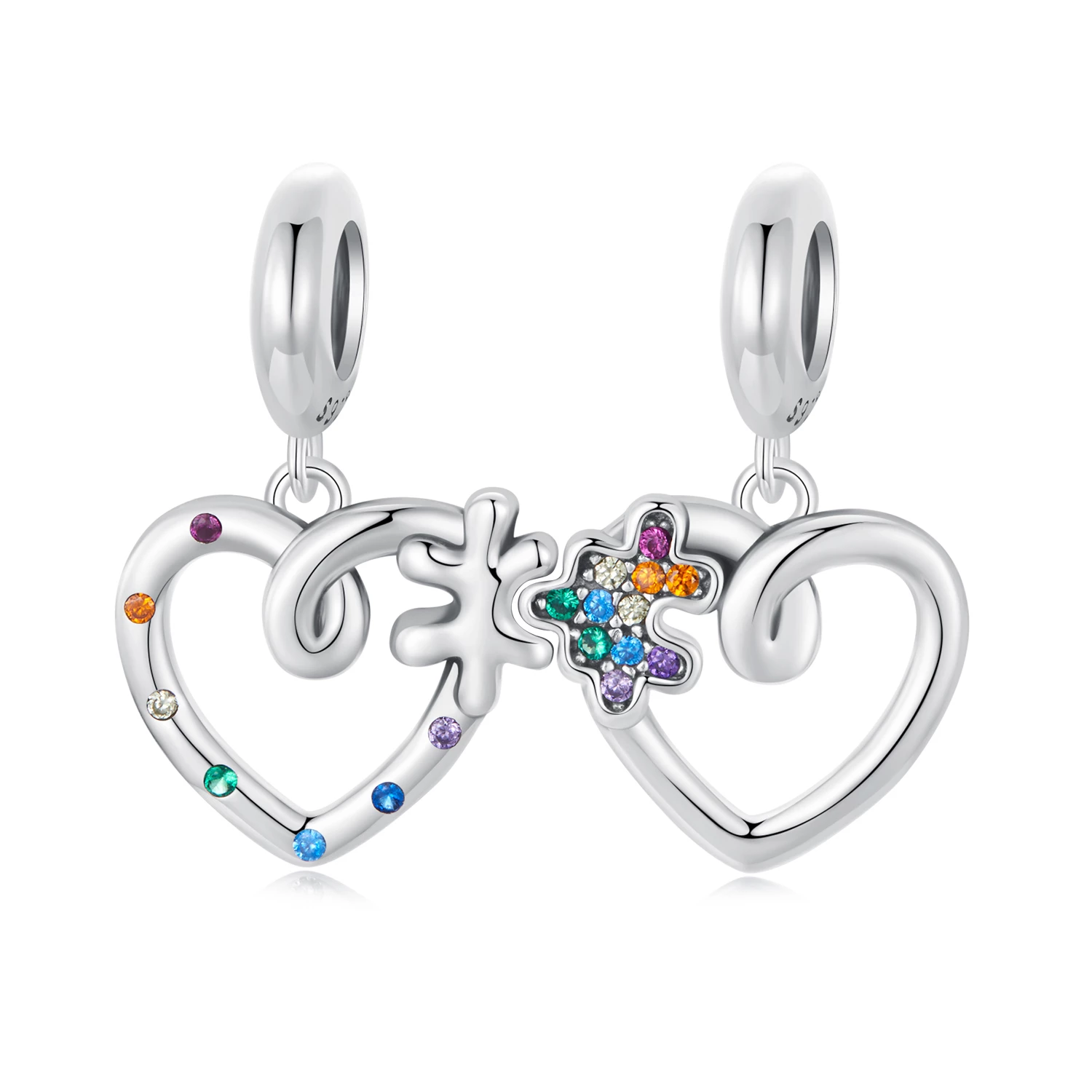 висулка пъзел сърце в стил pandora scc2774