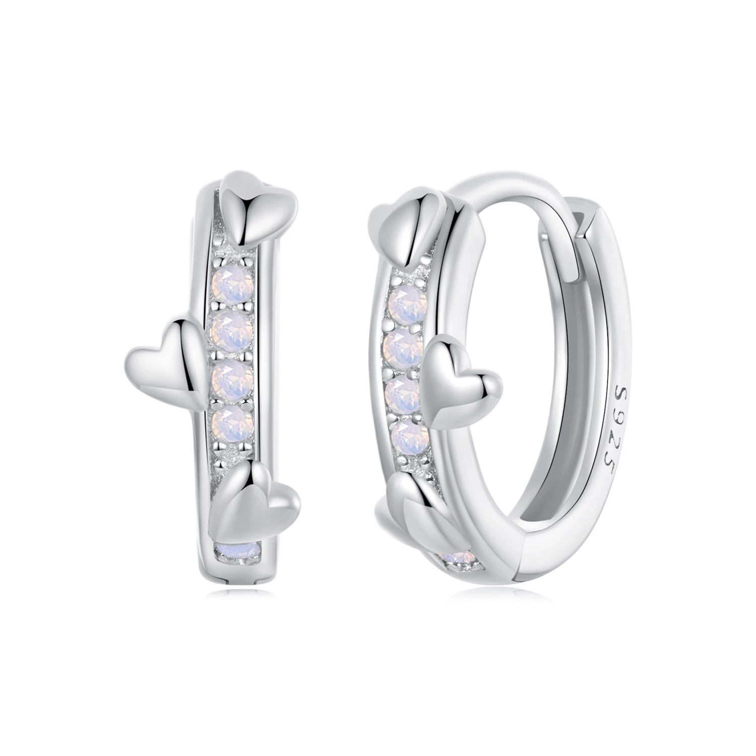 обеци с розово сърце в стил pandora bse1018