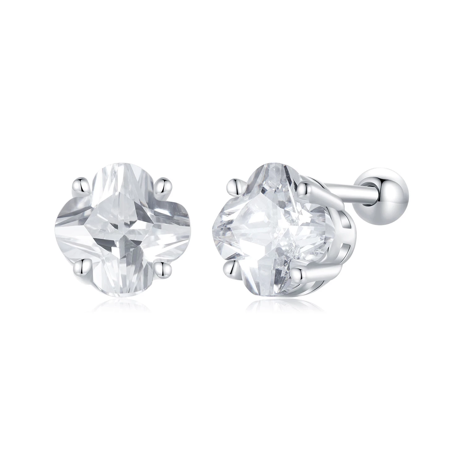 обеци с четирилистна детелина в стил pandora sce1755