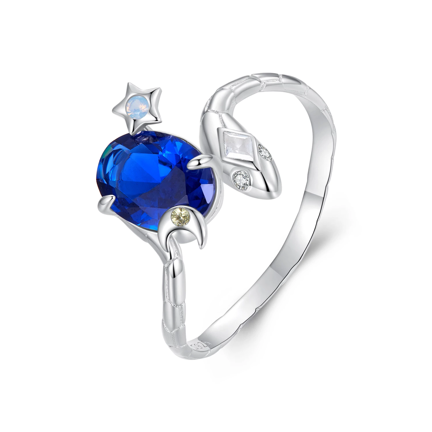 пръстен със змия звездалуна в стил pandora bsr557