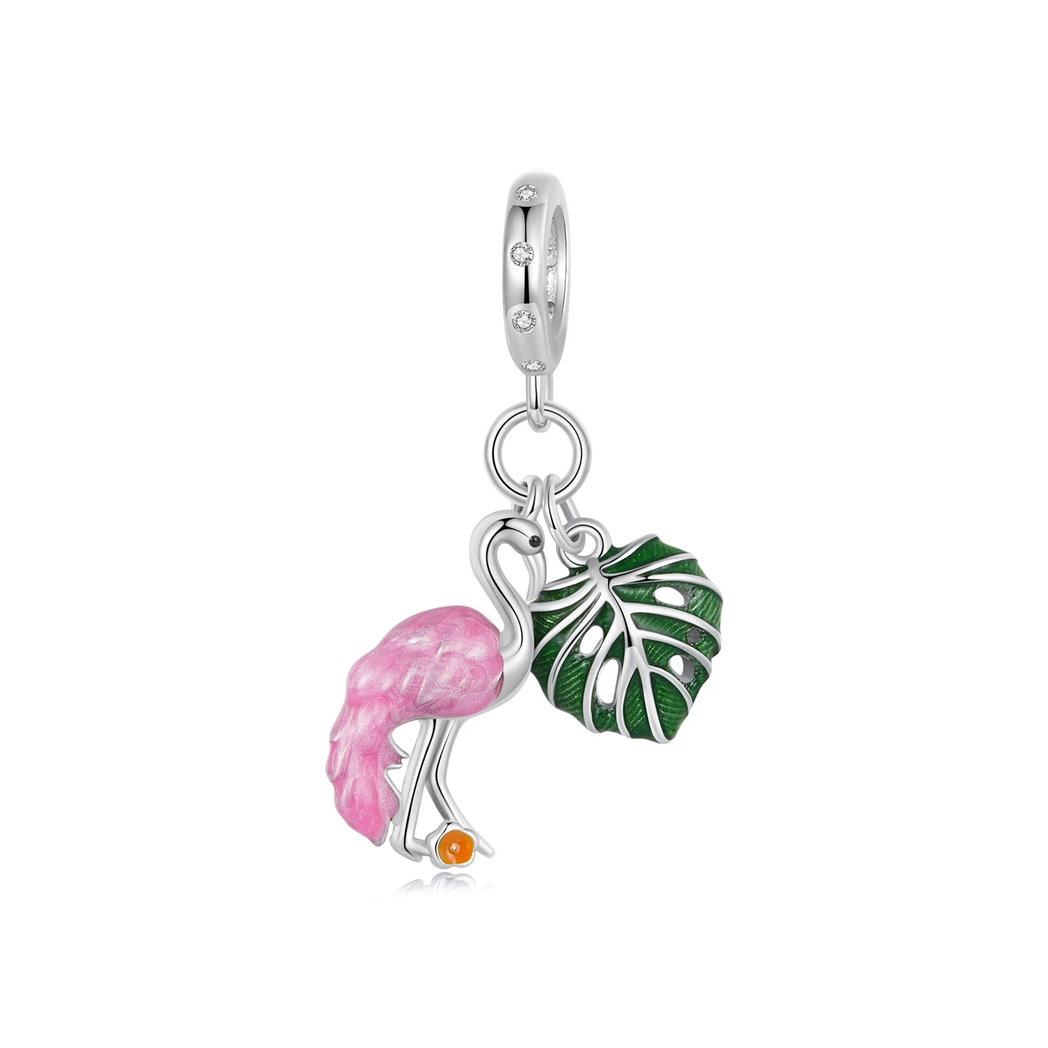 талисман pandora style flamingo tortoise leaf scc2830