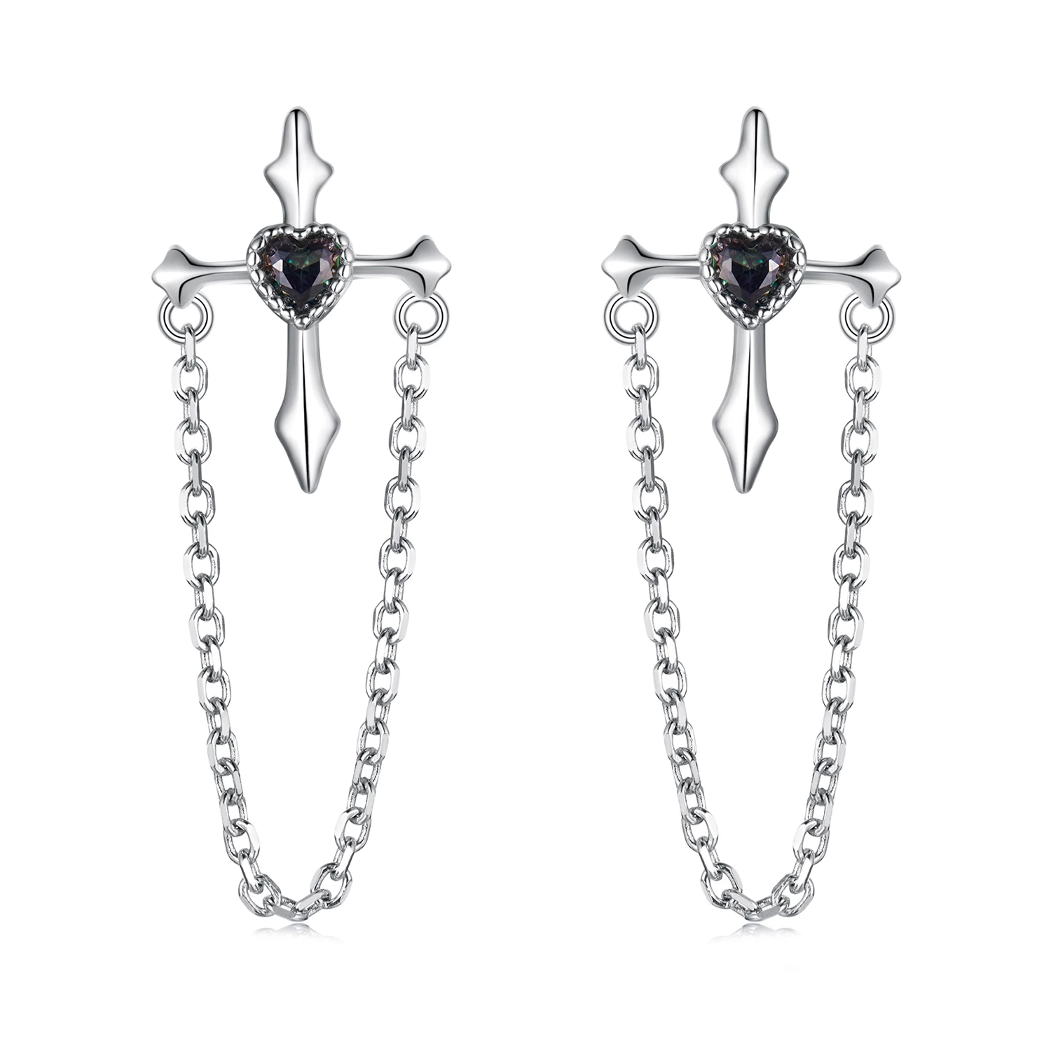 pandora style chain обеци кръст sce1808