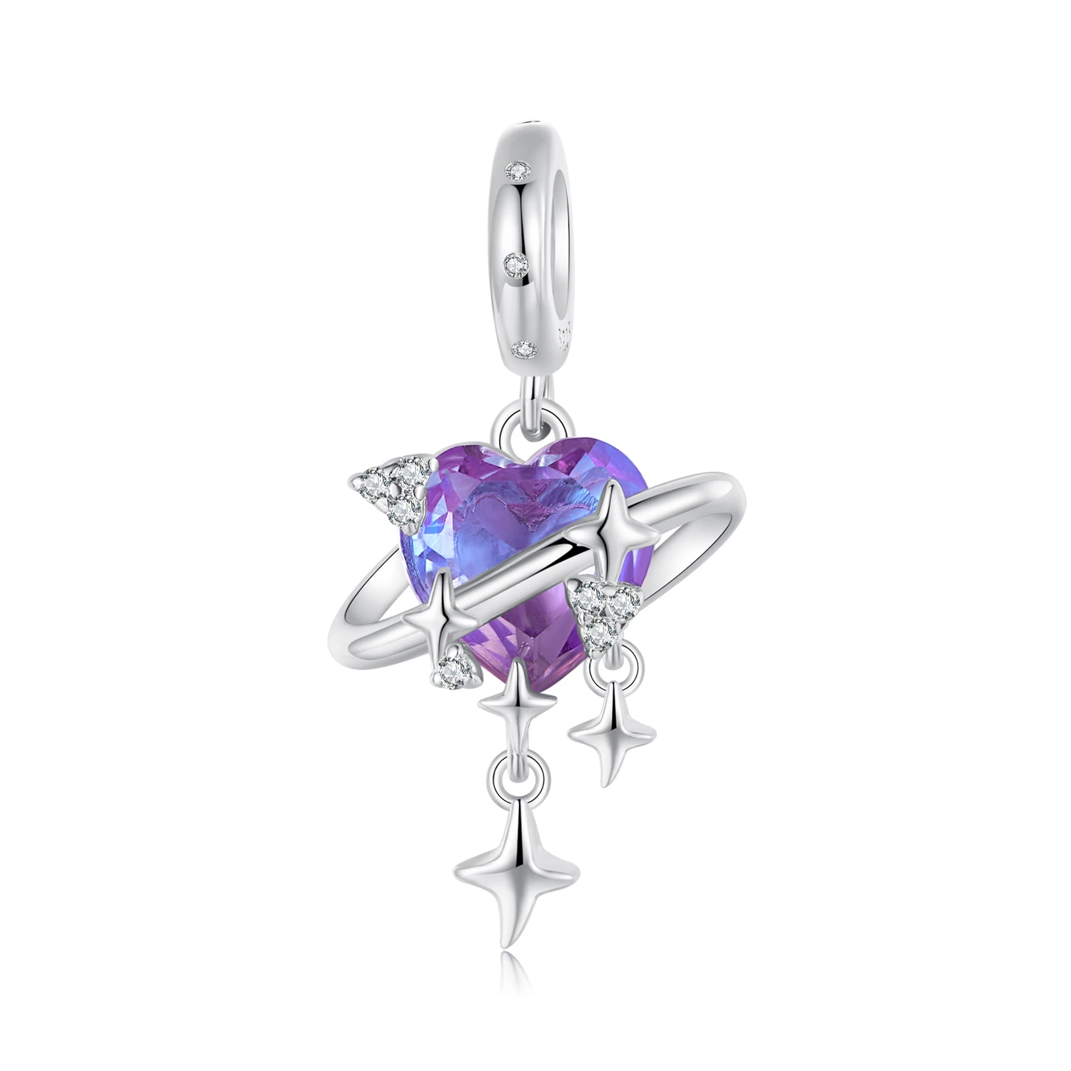 pandora style лилаво и розово преливащо звездно небе висулка scc2825