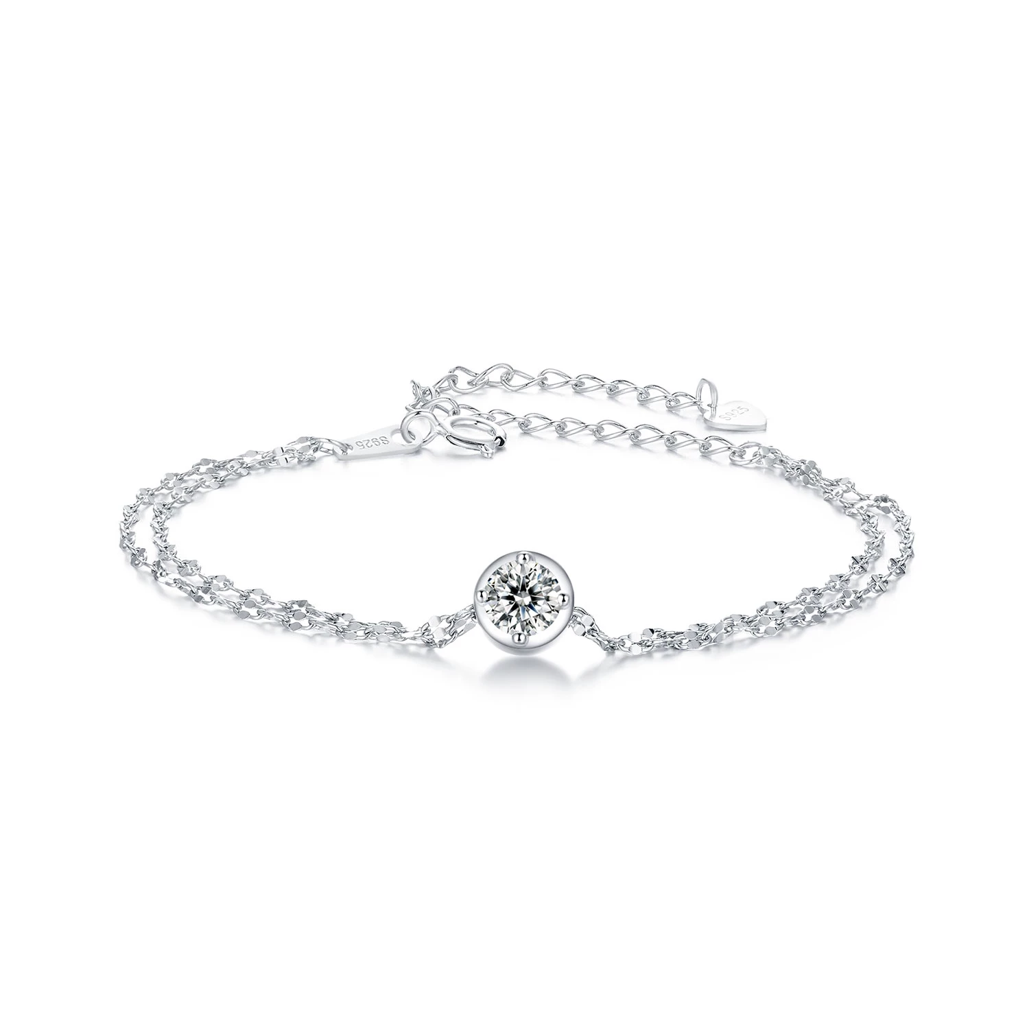 гривна с двойна плочка от моасанит pandora style 05ct с един сертификат msb020
