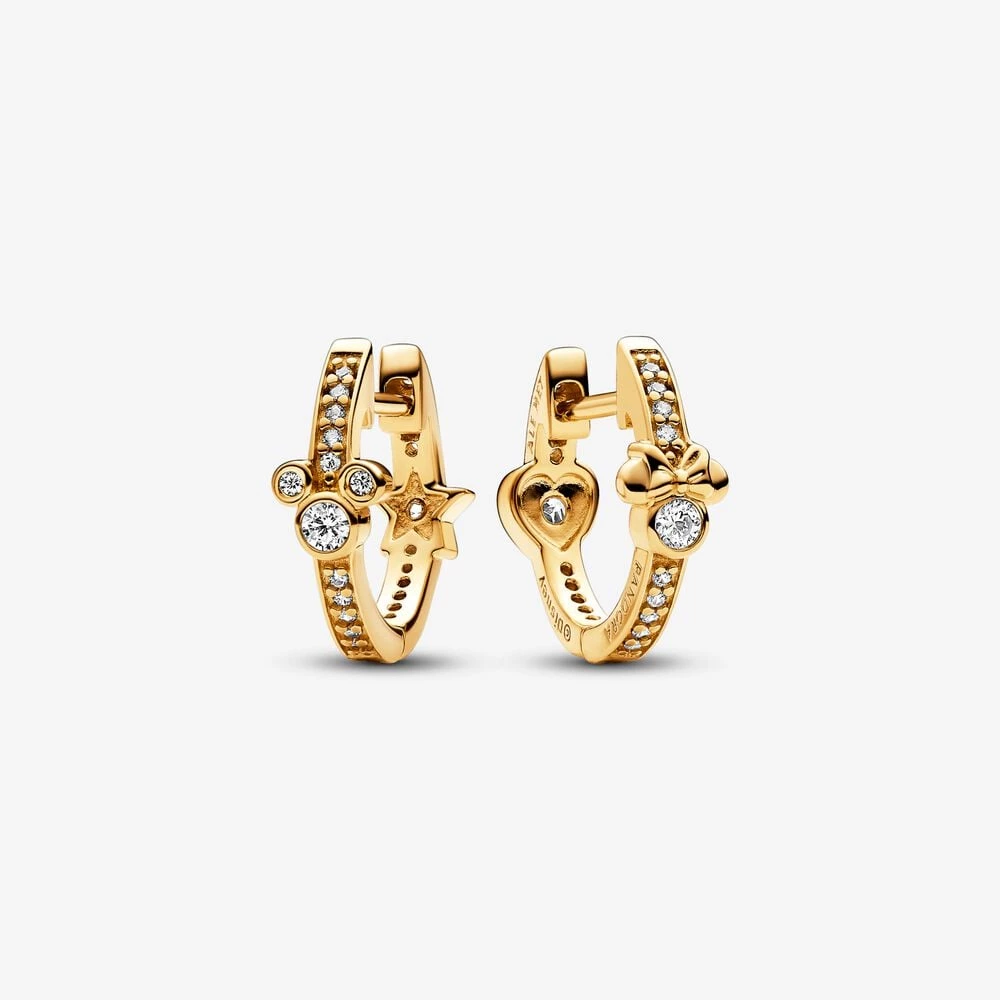 pandora disney mickey mouse minnie mouse sparkling hoop earrings 262959c01