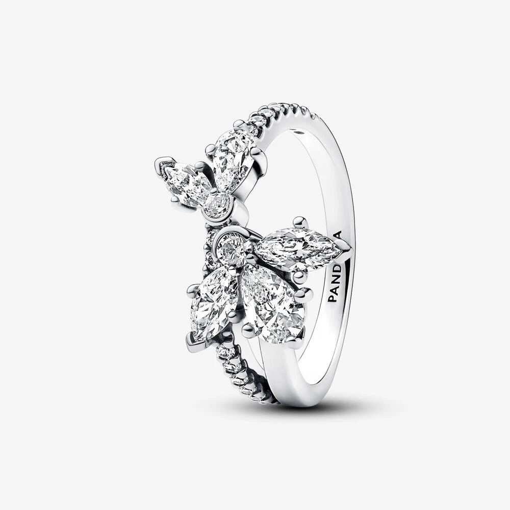 pandora sparkling asymmetrical herbarium cluster ring 193023c01