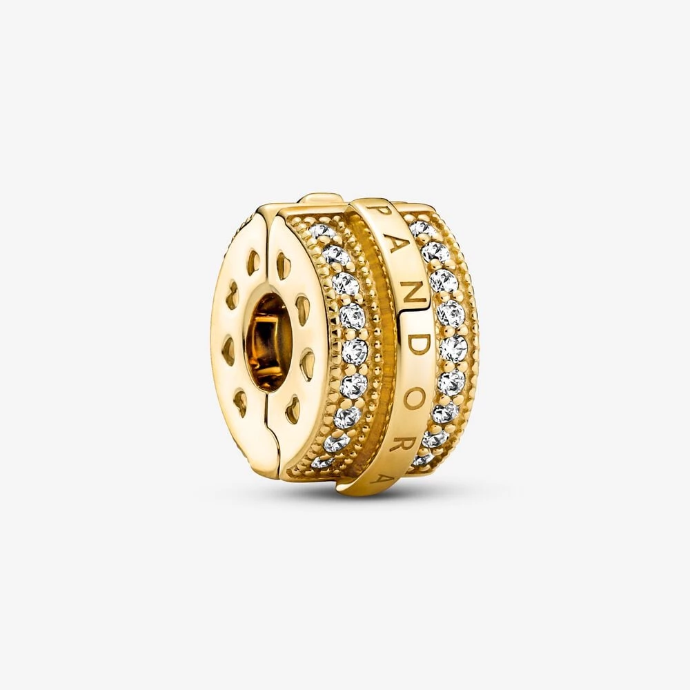 pandora sparkling pavé lines logo clip charm 769042c01