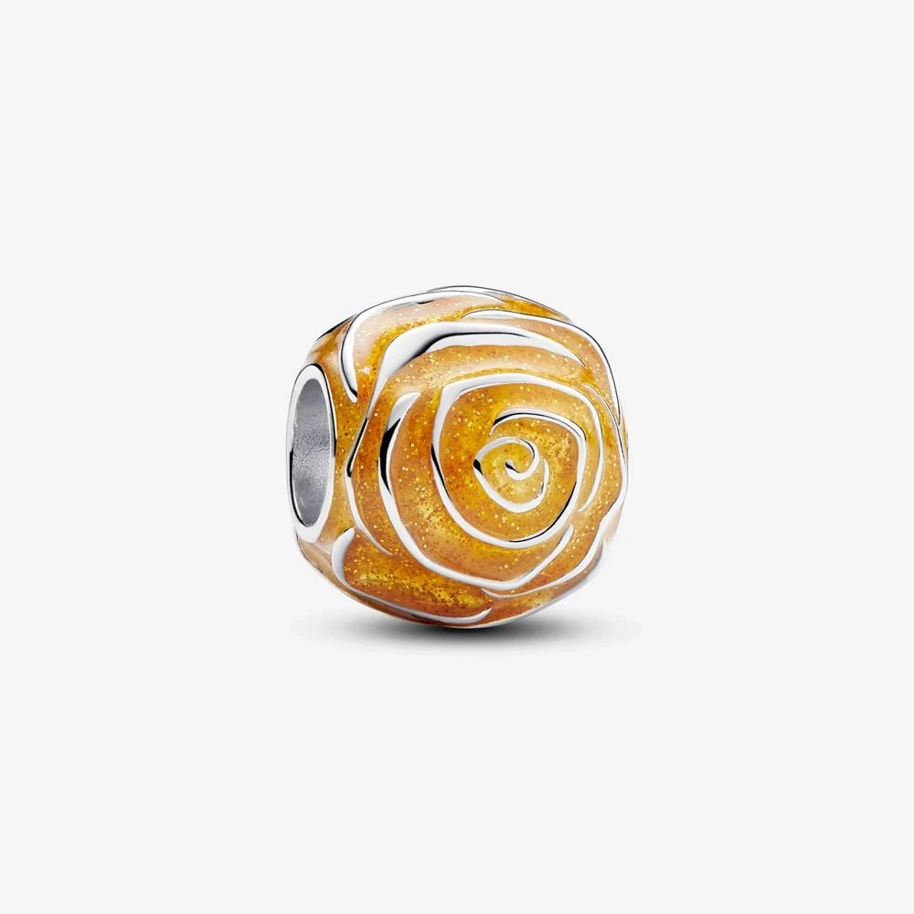 pandora yellow rose in bloom charm 793212c02