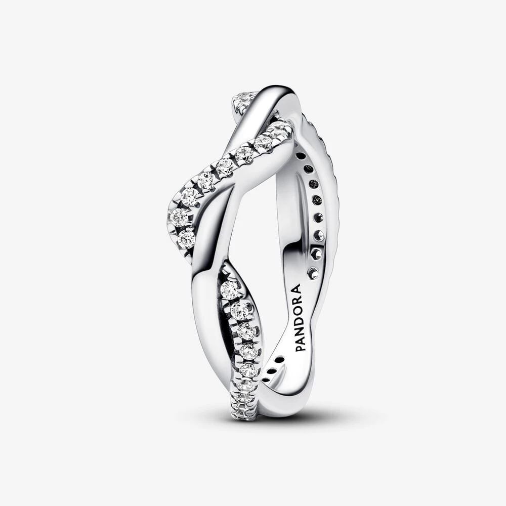 блестящ пръстен с преплетени вълни на pandora 193098c01