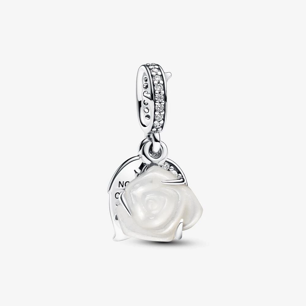 двойна висяща талисманка pandora white rose in bloom 793200c01