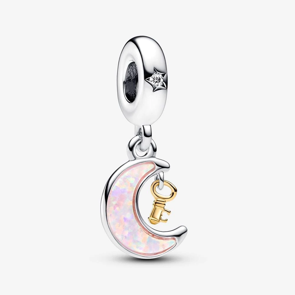 двуцветен ключ и талисман с висяща луна pandora 762985c01