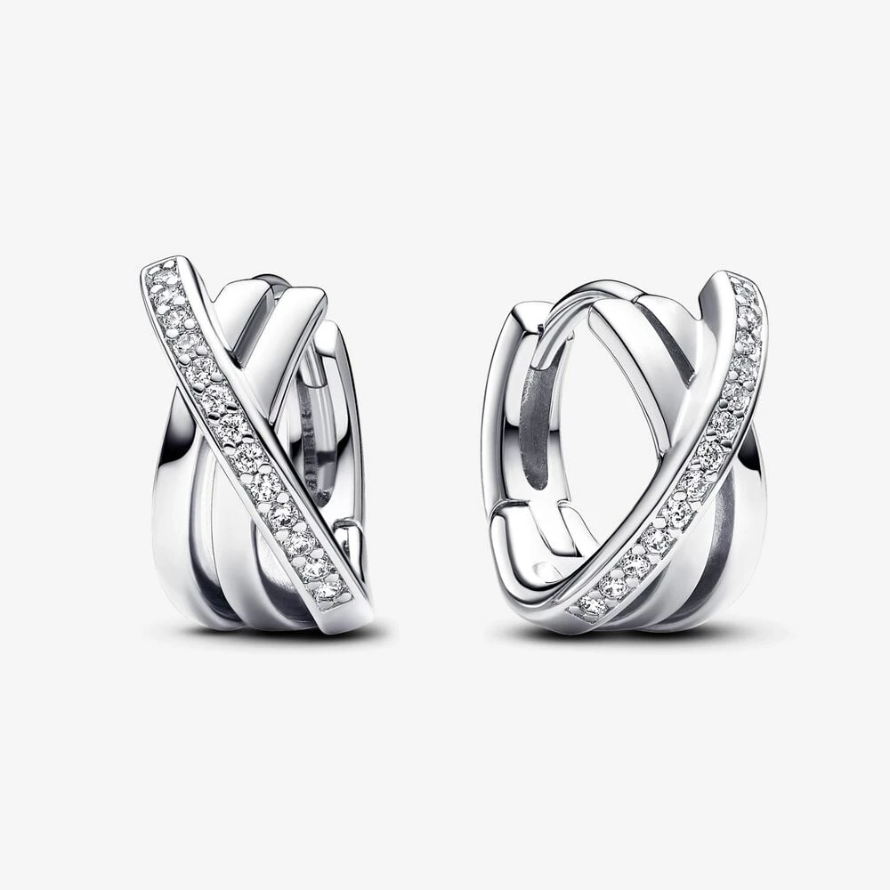 обеци pandora crossover pavé hoop 293150c01