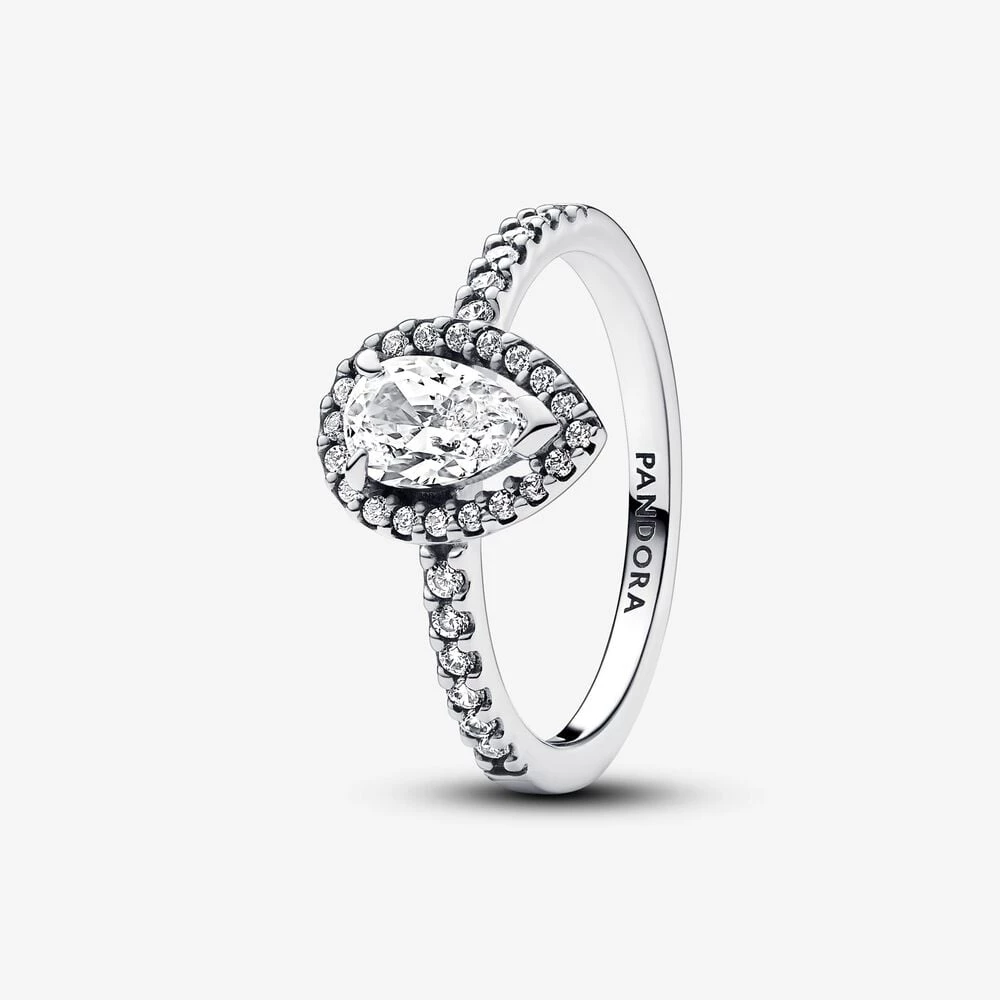 пръстен pandora sparkling pear halo 192835c01