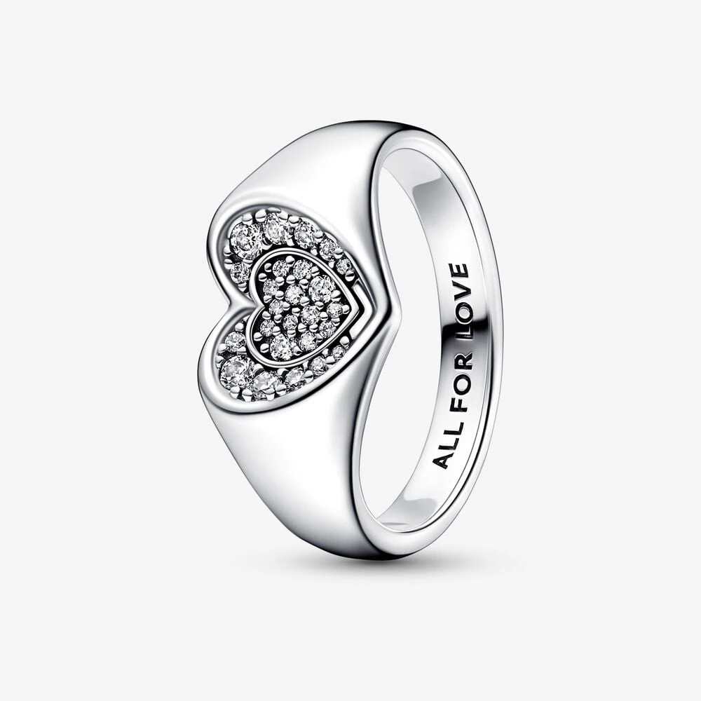 пръстен с печат pandora radiant heart pavé 192491c01